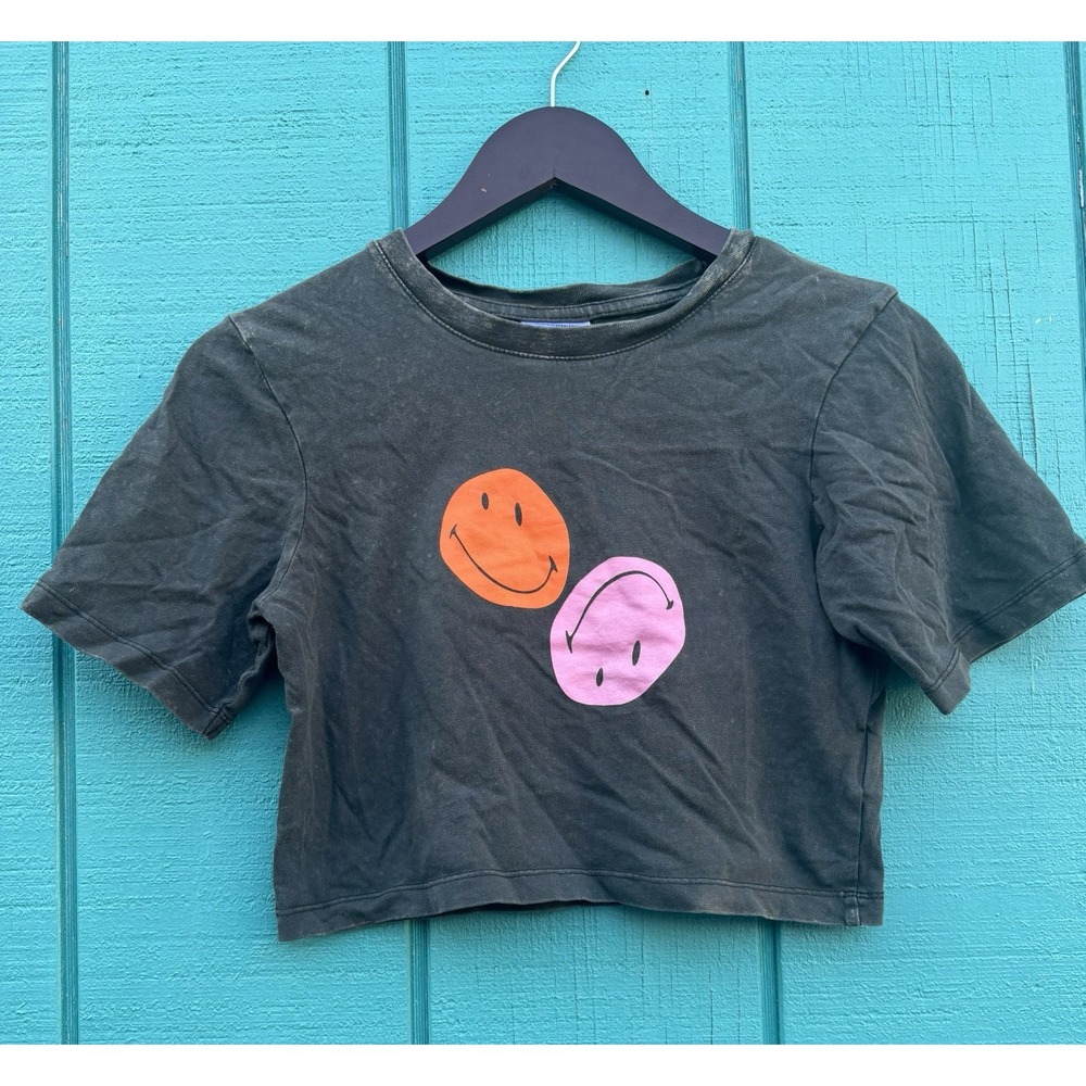 COTTON ON x SMILEY Chop Tee Crop Top XXS Extra Extra Small Smiley‎ Artsy Faces